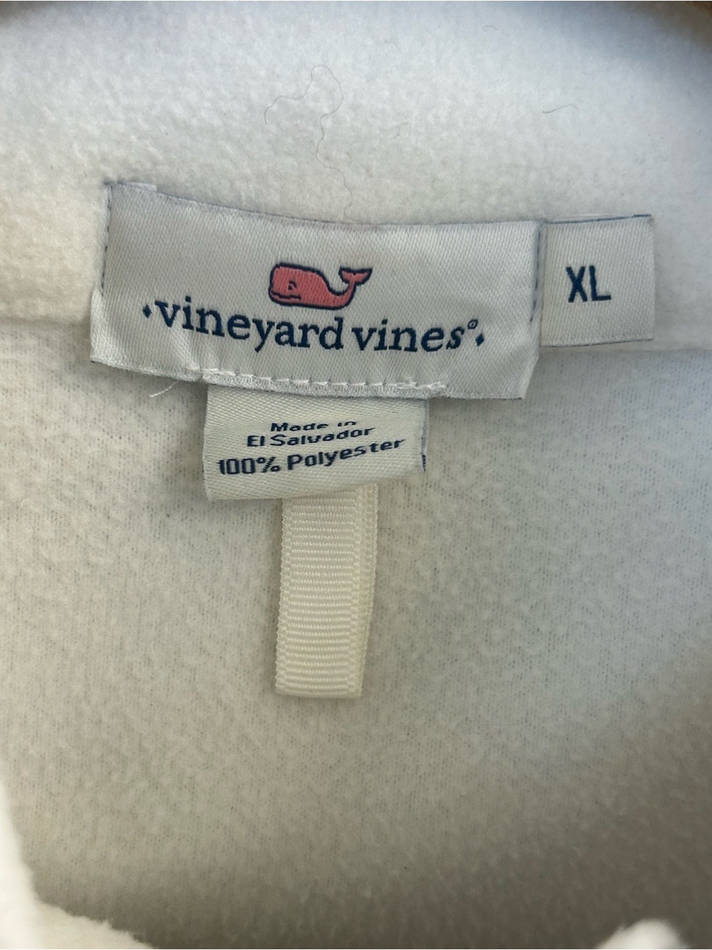 Vineyard Vines Cream Fleece Crewneck with Navy Accents - Picture 3 of 5